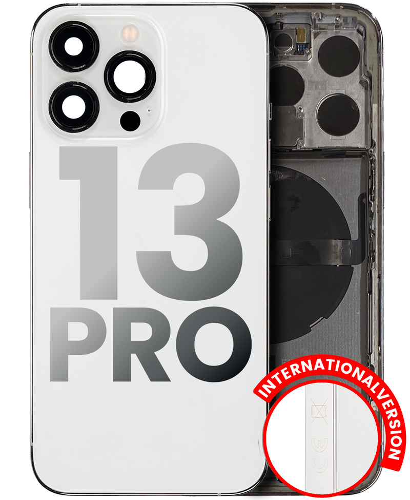Back Housing W/ Small Components Pre-Installed Compatible For iPhone 13 Pro (International Version) (Used OEM Pull: Grade A) (Silver)