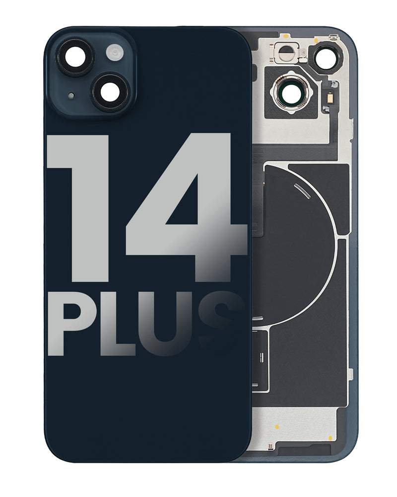 BACK GLASS HOUSING SMALL COMPONENTS PRE-INSTALLED FOR IPHONE 14 PLUS MIDNIGHT ORIGINAL PULLED