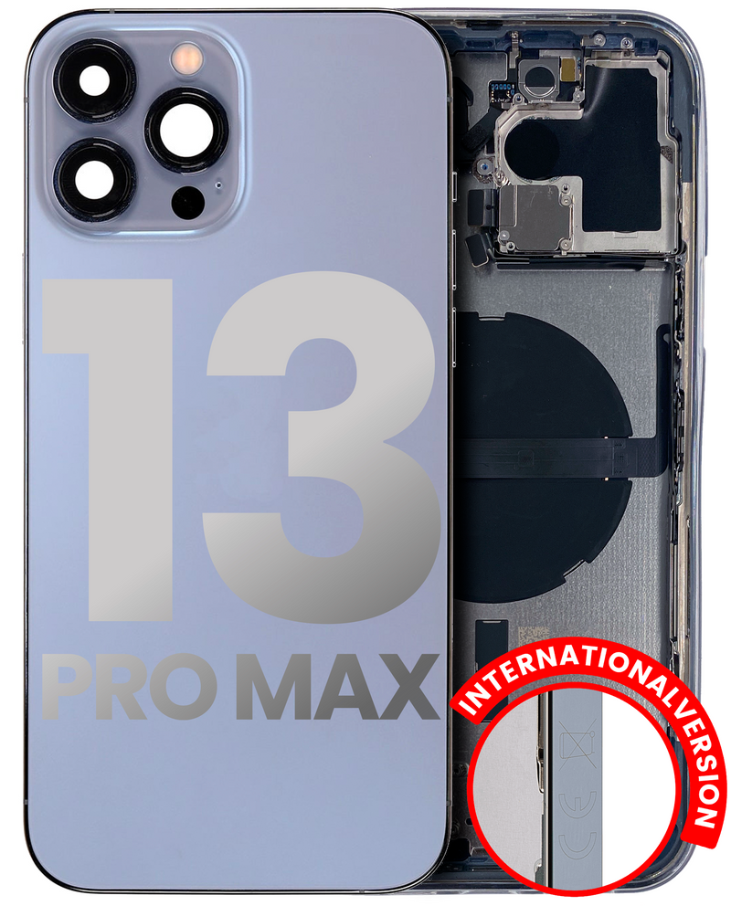 BACK HOUSING SMALL COMPONENTS PRE-INSTALLED FOR IPHONE 13 PRO MAX SIERRA BLUE ORIGINAL PULLED GRADE A