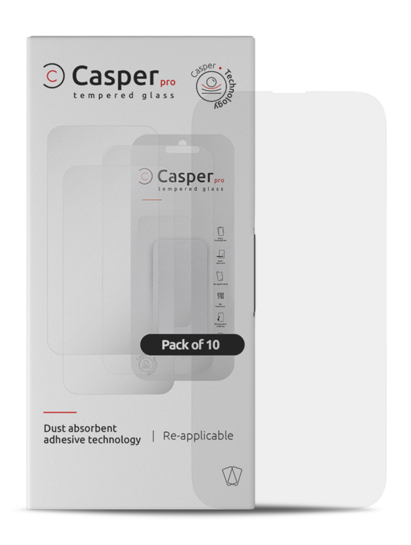 Casper Pro Tempered Glass Compatible For IPhone 14 Pro (10 Pack) (Clear)