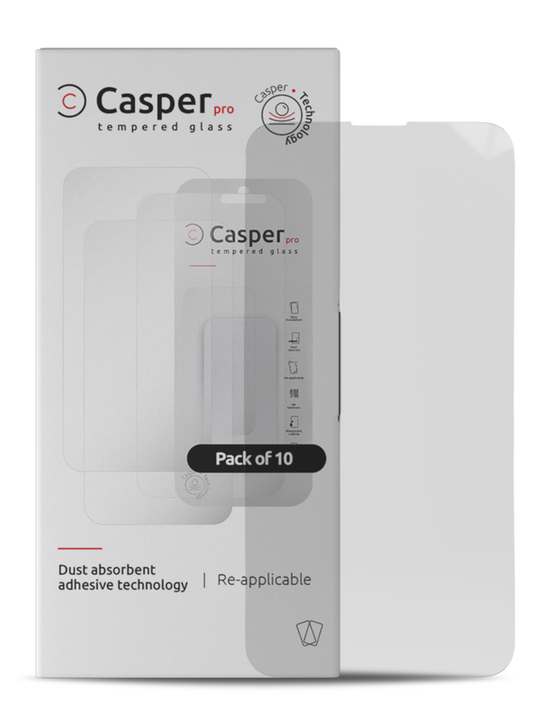 CASPER PRO TEMPERED GLASS FOR IPHONE 13 PRO MAX / 14 PLUS (10 PACK) (CLEAR) 110665