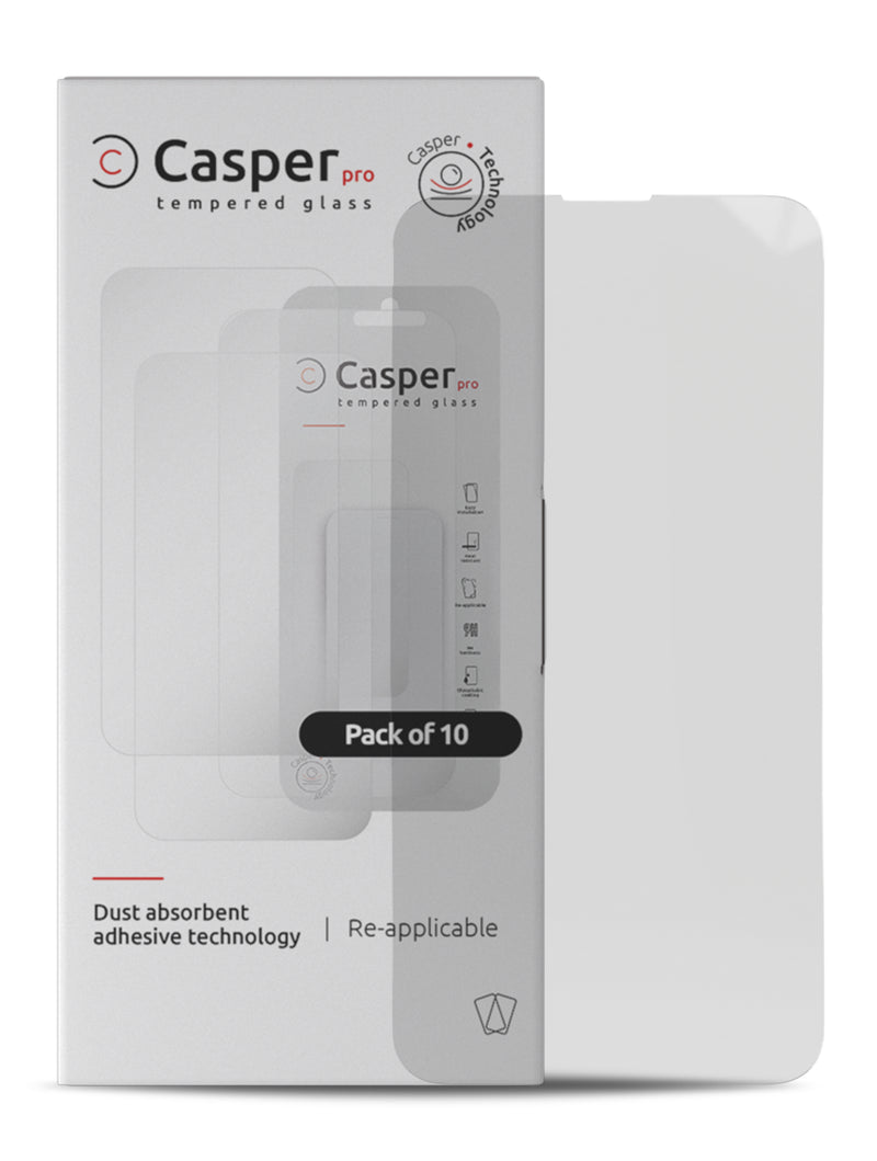 Casper Pro Tempered Glass Compatible For IPhone 13 / 13 Pro / 14 (10 Pack) (Clear)