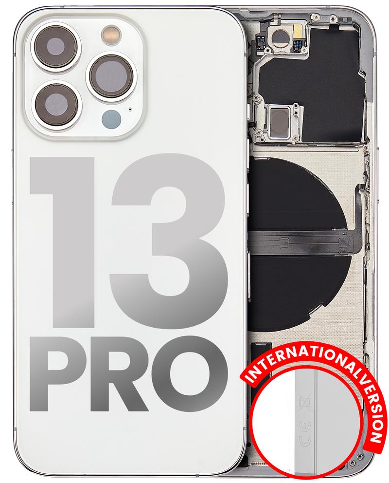 Back Housing W/ Small Components Pre-Installed Compatible For IPhone 13 Pro (International Version) (Used OEM Pull: Grade B) (Silver)