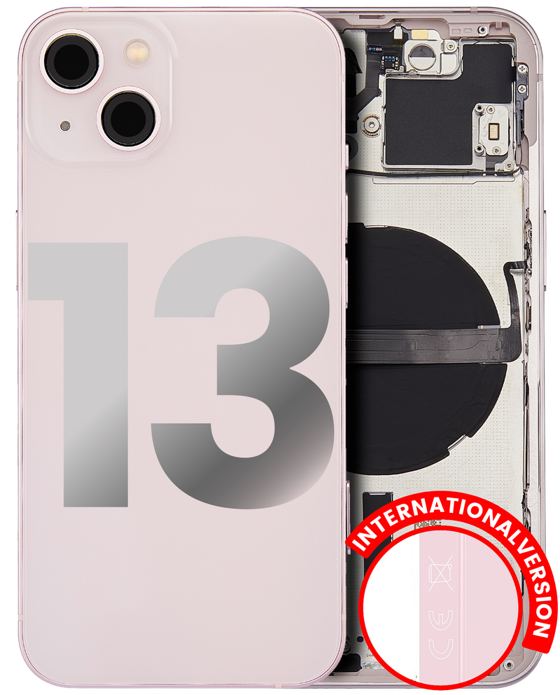 Back Housing W/ Small Components Pre-Installed Compatible For IPhone 13 (International Version) (Used OEM Pull: Grade A) (Pink)