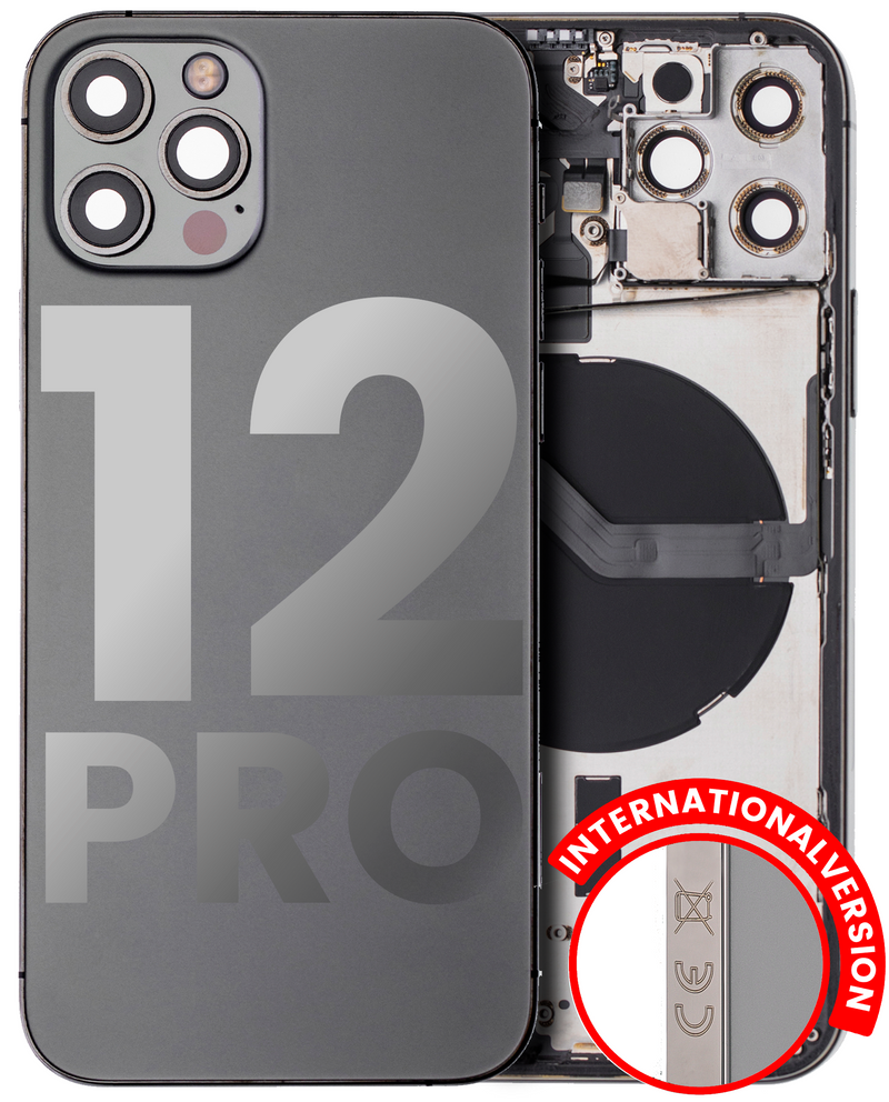 Back Housing Small Components Pre-Installed For IPhone 12 Pro (International Version) (Used OEM Pull: Grade A) (Graphite)