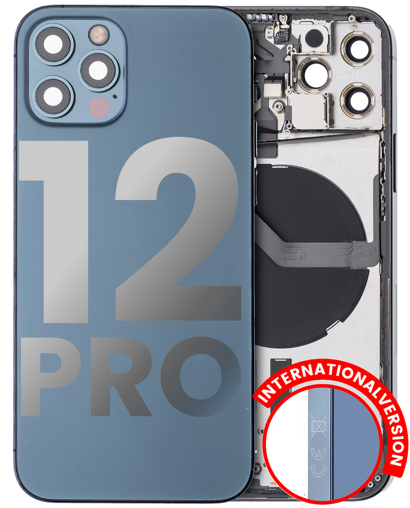 Back Housing W/ Small Components Pre-Installed Compatible For IPhone 12 Pro (International Version) (Used OEM Pull: Grade A) (Pacific Blue)