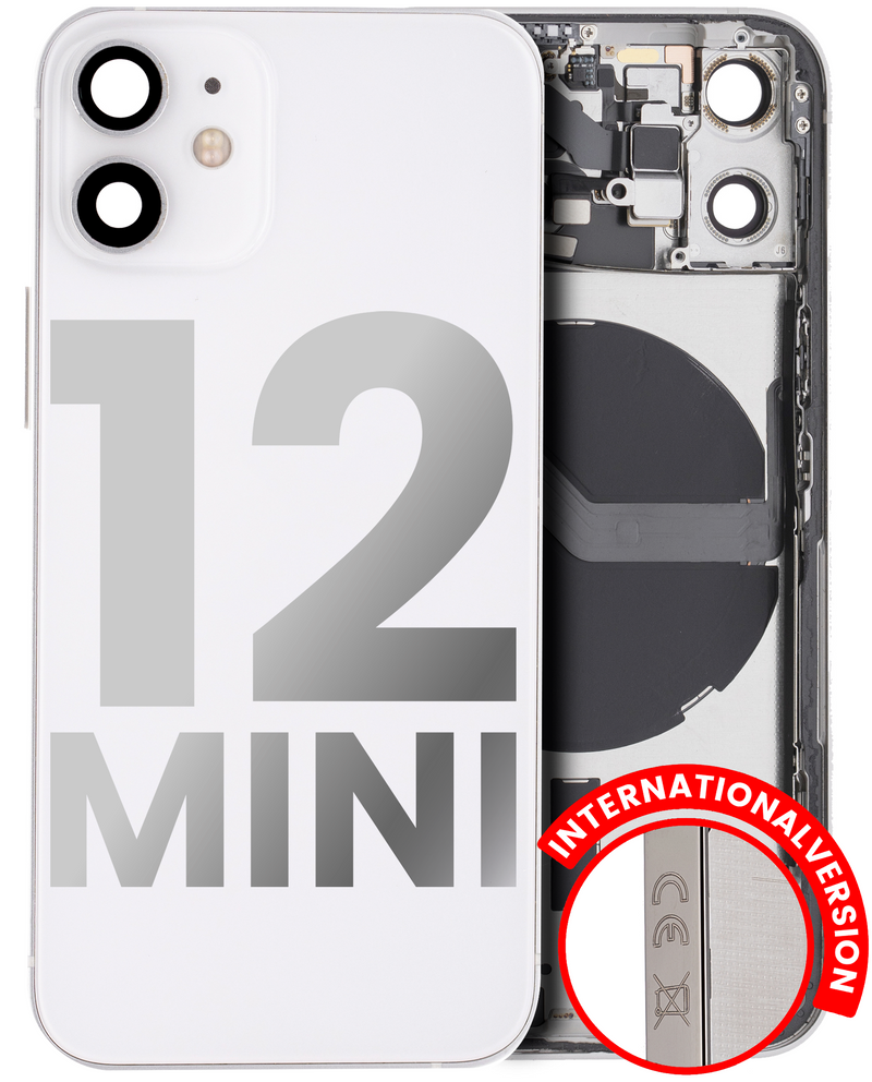 BACK HOUSING SMALL COMPONENTS PRE-INSTALLED FOR IPHONE 12 MINI WHITE ORIGINAL PULLED GRADE A