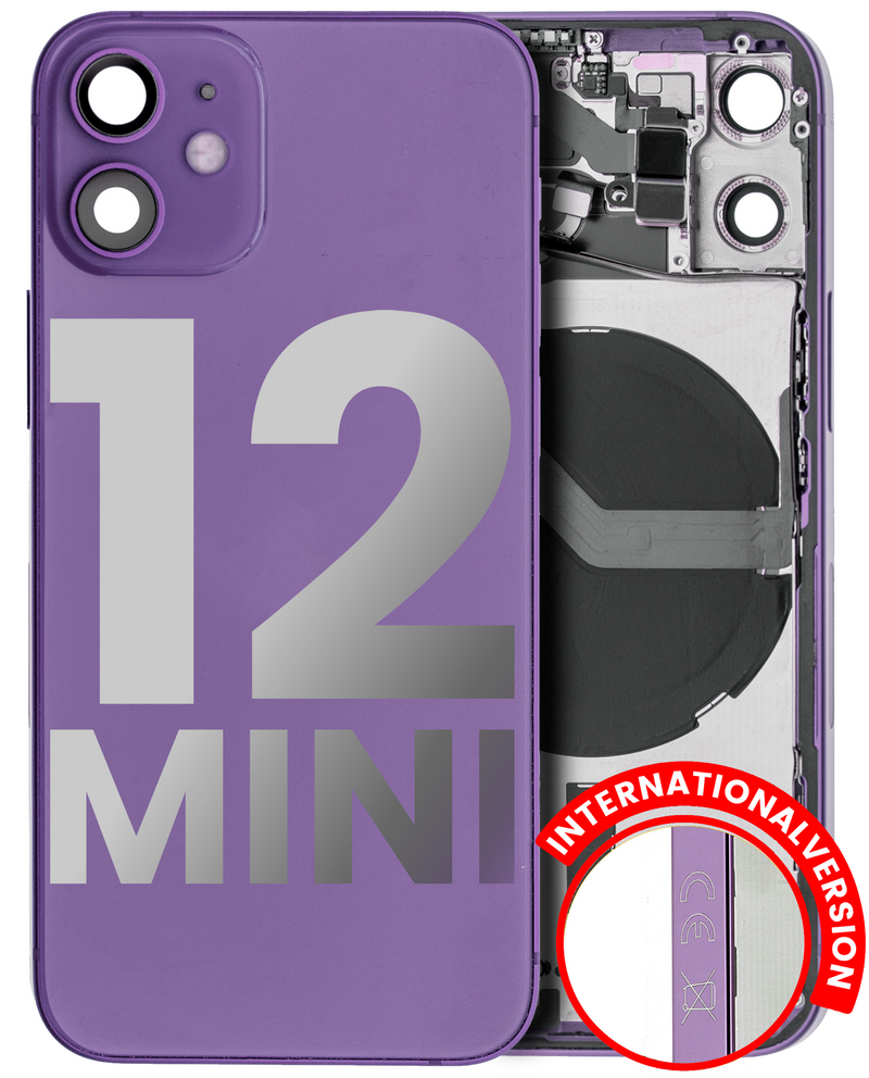 BACK HOUSING SMALL COMPONENTS PRE-INSTALLED FOR IPHONE 12 MINI PURPLE ORIGINAL PULLED GRADE A