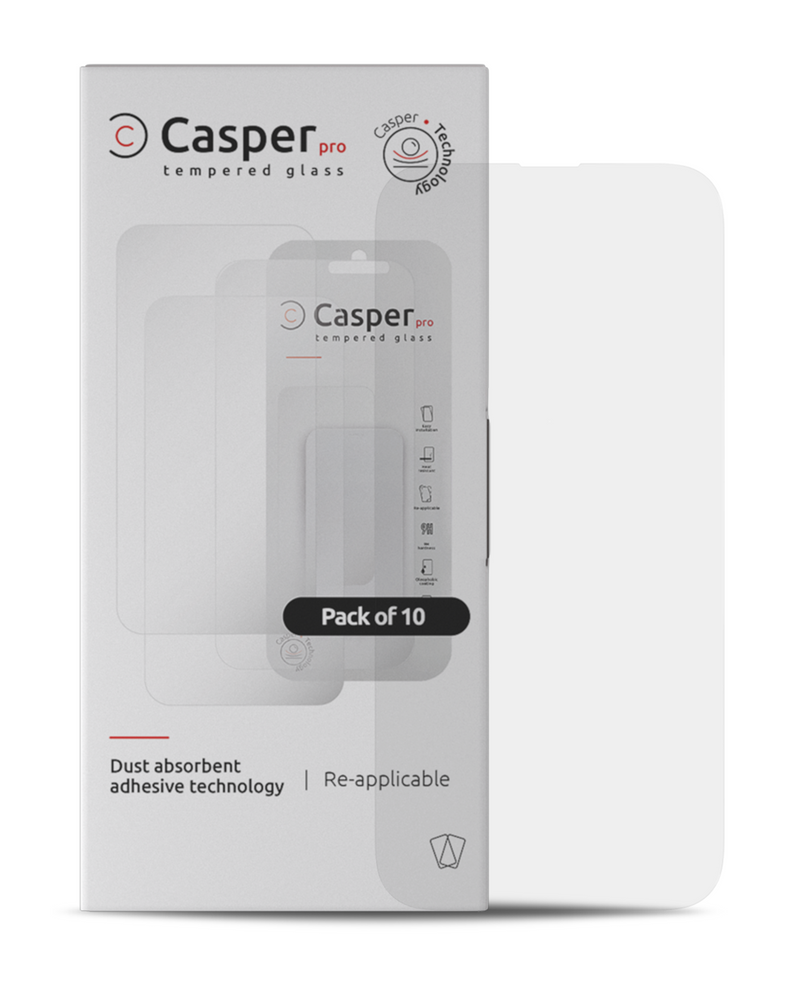 CASPER PRO TEMPERED GLASS FOR IPHONE 15 PRO (10 PACK) (CLEAR) 117570