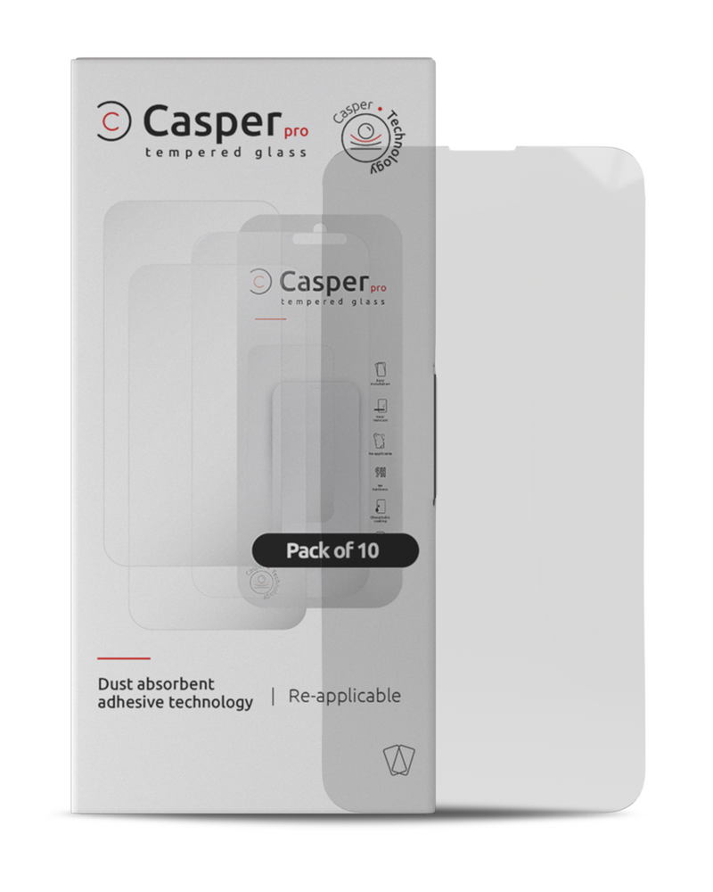 CASPER PRO TEMPERED GLASS FOR IPHONE 15 PRO MAX (10 PACK) (CLEAR) 117574