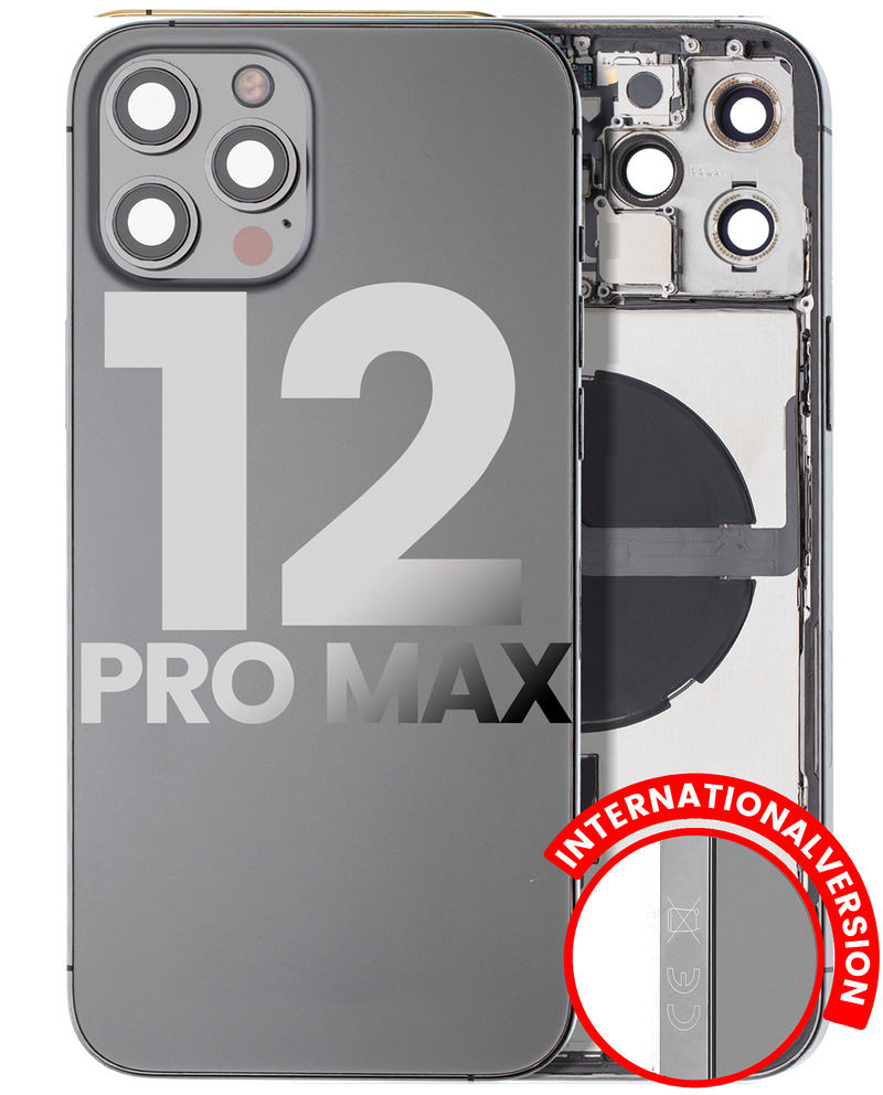 Back Housing Small Components Pre-Installed For IPhone 12 Pro Max (International Version) (Used OEM Pull: Grade A) (Graphite)