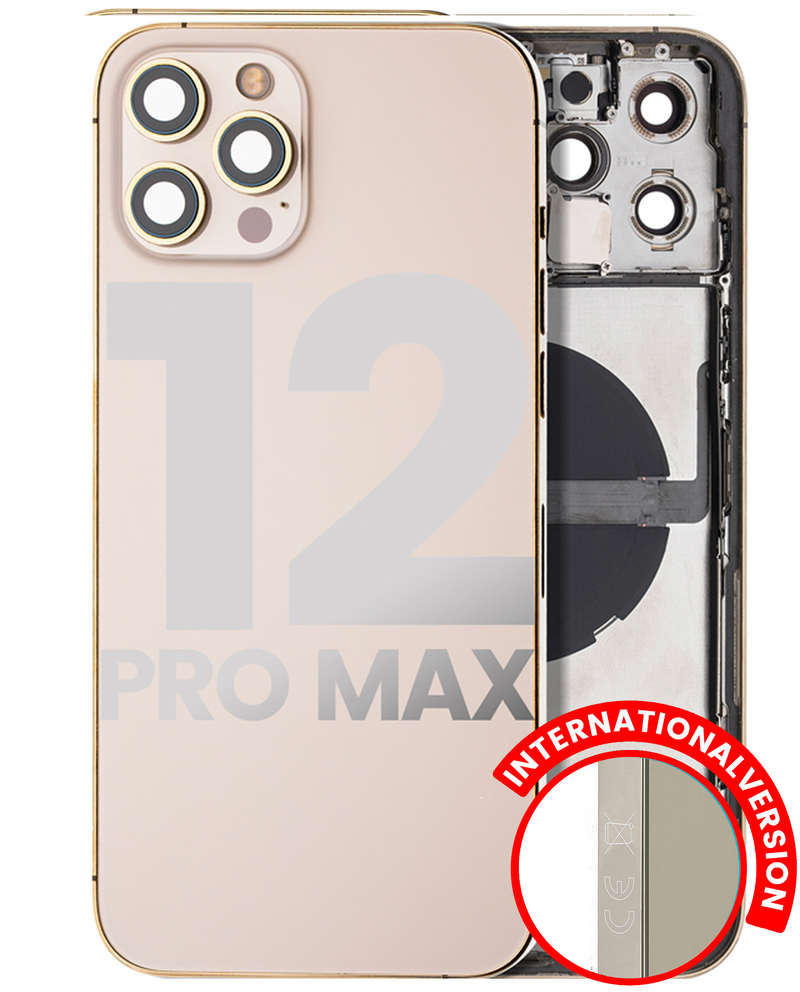 Back Housing Small Pre-Installed For IPhone 12 Pro Max (International Version) (Used OEM Pull: Grade A) (Gold)