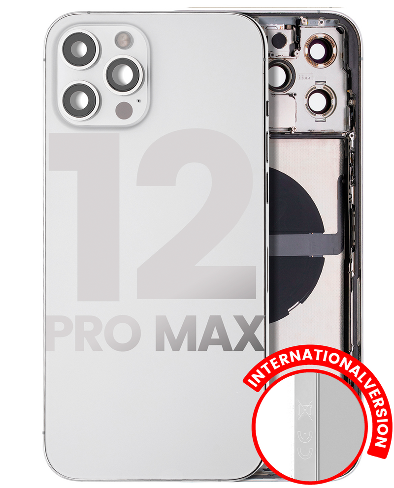 Back Housing Small Components Pre-Installed For IPhone 12 Pro Max (International Version) (Used OEM Pull: Grade A) (Silver)