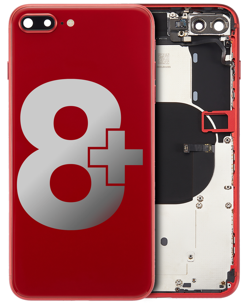 Back Housing W/ Small Components Pre-Installed Compatible For iPhone 8 Plus (Used OEM Pull: Grade A) (Red)