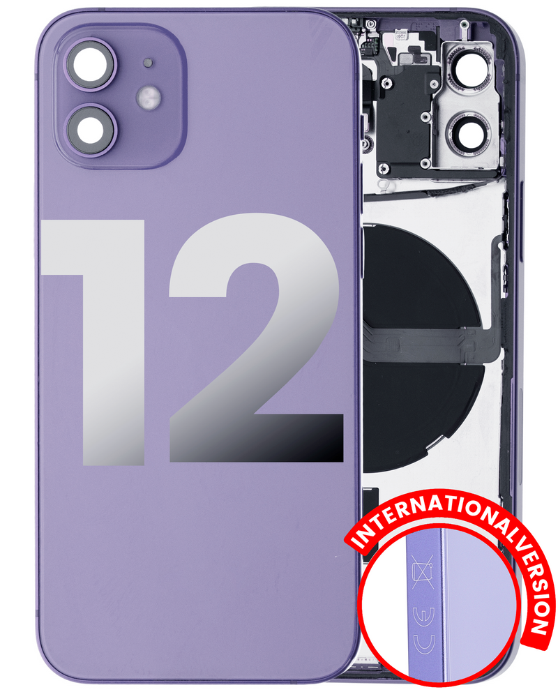 Back Housing W/ Small Components Pre-Installed Compatible For IPhone 12 (International Version) (Used OEM Pull: Grade A) (Purple)