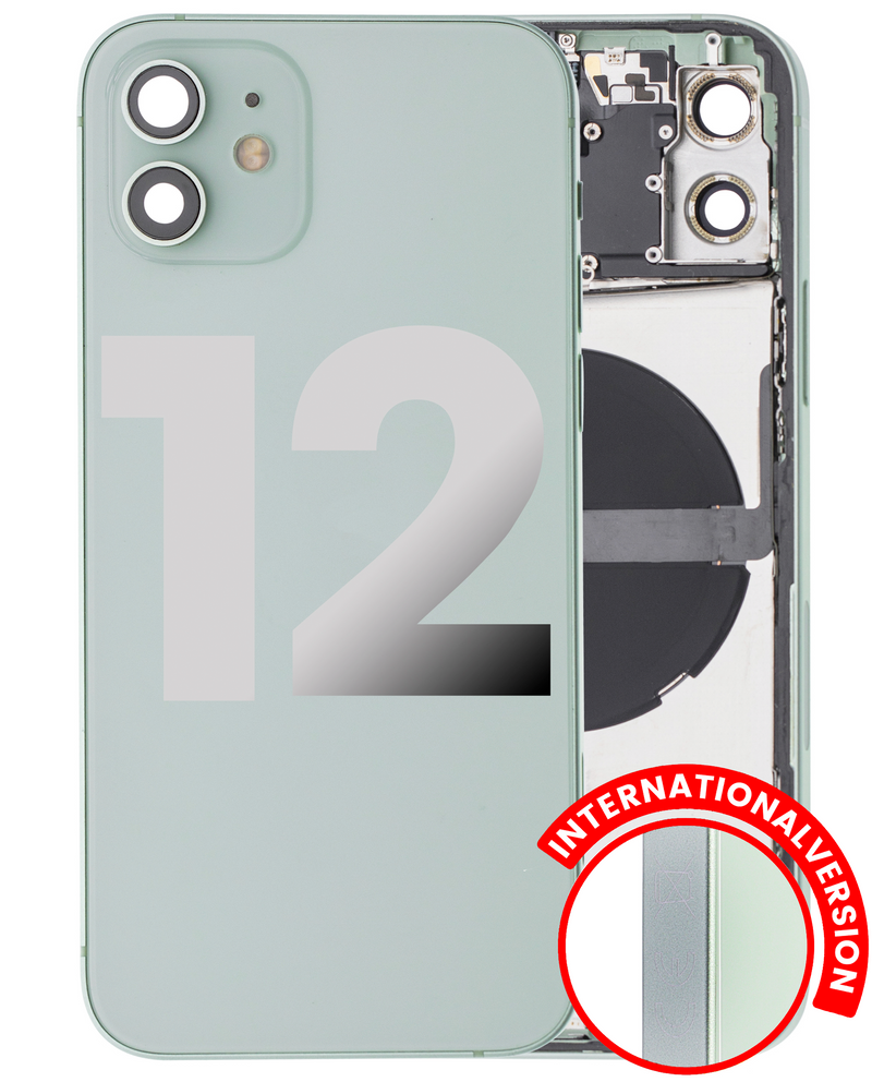 Back Housing W/ Small Components Pre-Installed Compatible For IPhone 12 (International Version) (Used OEM Pull: Grade A) (Green)