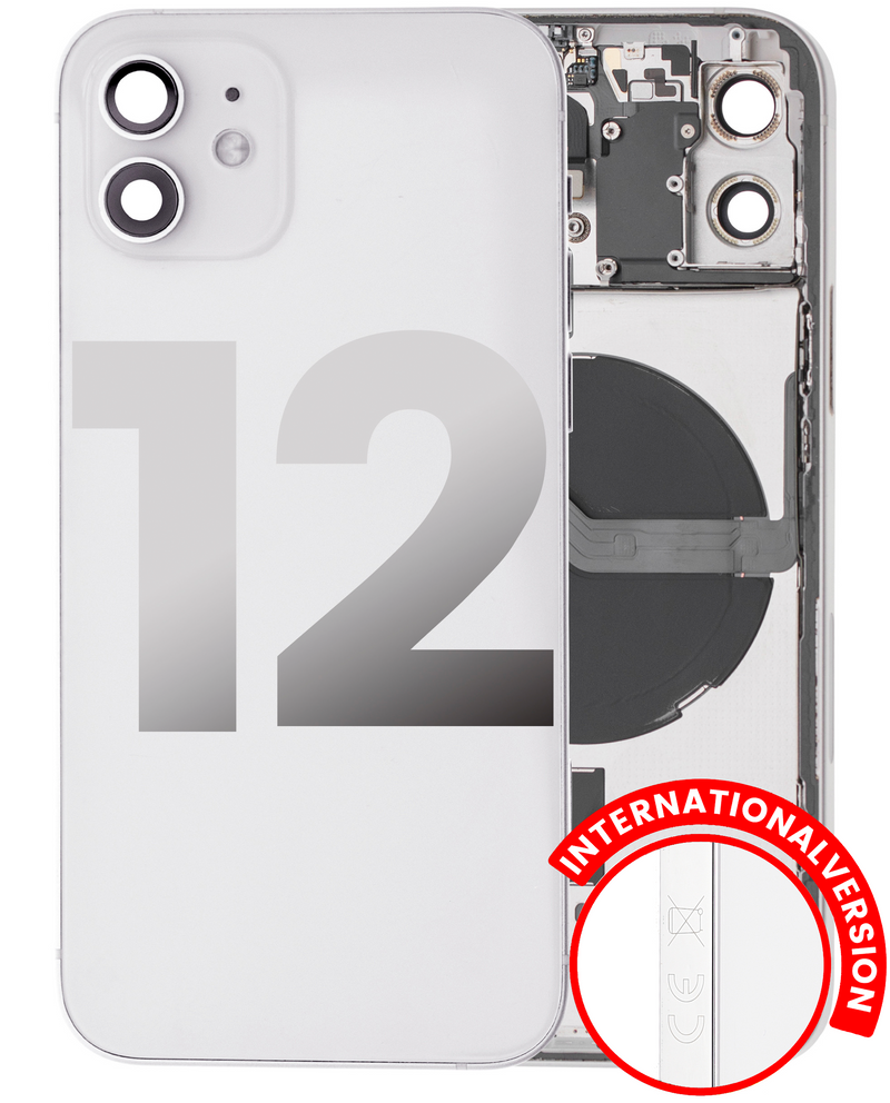 Back Housing W/ Small Components Pre-Installed Compatible For IPhone 12 (US Version) (Used OEM Pull: Grade A) (White)