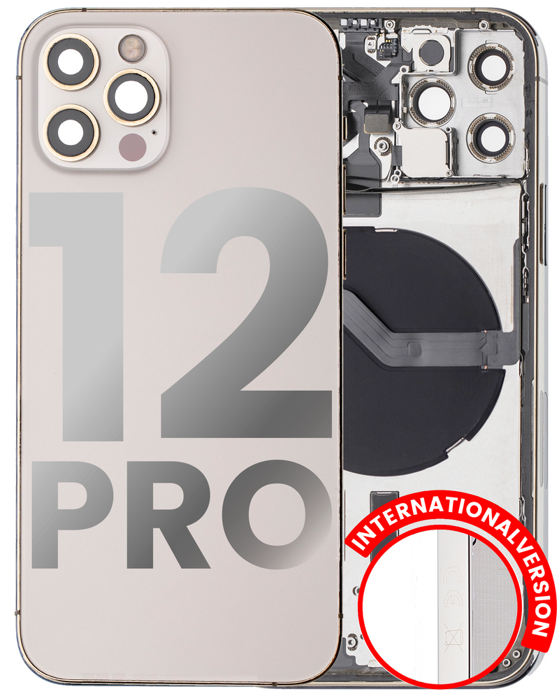 Back Housing Small Components Pre-Installed For IPhone 12 Pro (International Version) (Used OEM Pull: Grade A) (Gold)