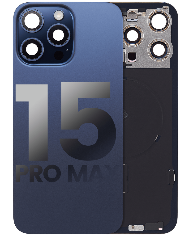 Vetro Posteriore per iPhone 15 Pro Max (usato pari al nuovo OEM: Grado A) (Titanio Blu)