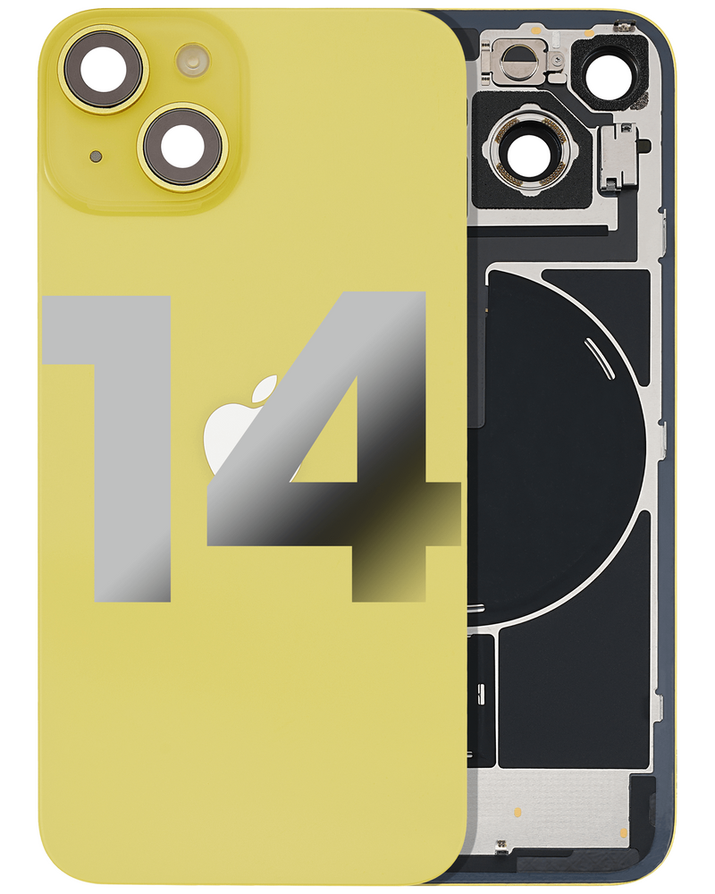 Back Glass With Steel Plate With MagSafe Magnet Pre-Installed Compatible For IPhone 14 Yellow