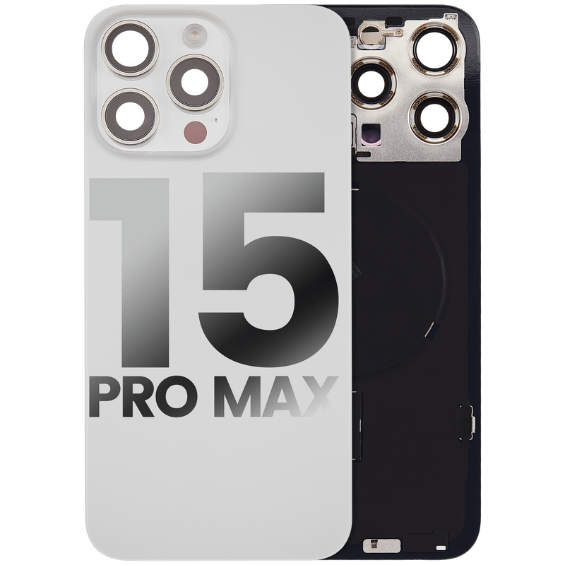 Vetro Posteriore per iPhone 15 Pro Max (usato pari al nuovo OEM: Grado A) (Titanio Bianco)