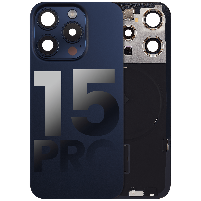 Vetro Posteriore per iPhone 15 Pro (usato pari al nuovo OEM: Grado A) (Titanio Blu)