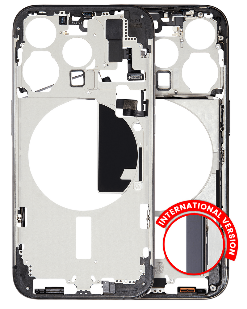 Scocca con pulsanti di accensione e volume pre-installati per iPhone 15 Pro (versione internazionale) (usato OEM: Grado A) (Titanio Nero)