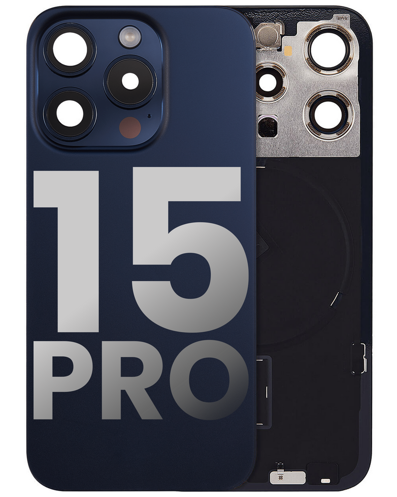 Vetro Posteriore per iPhone 15 Pro (Usato Pari al Nuovo OEM Grado A) - Completamente Assemblato (Titanio Blu)