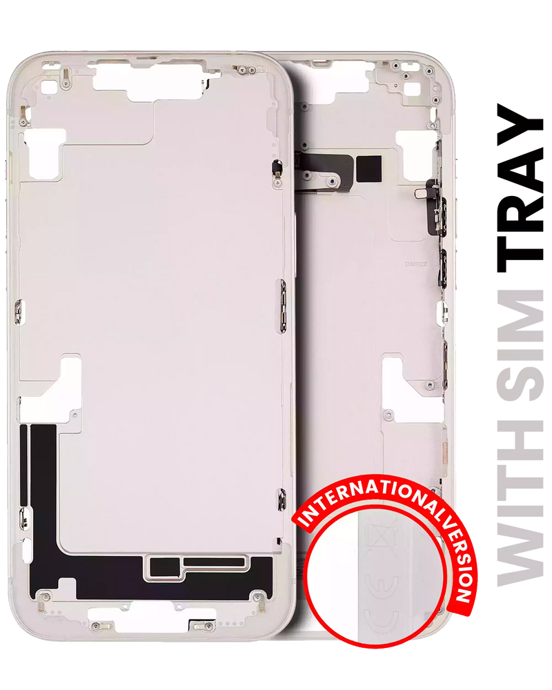 Mid-Frame Housing With Power And Volume Button Compatible For iPhone 14 Plus (International Version) (Used OEM Pull: Grade A) (Starlight)