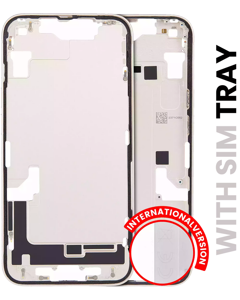 Mid-Frame Housing With Power And Volume Button Compatible For iPhone 14 (International Version) (Used OEM Pull: Grade A) (Starlight)