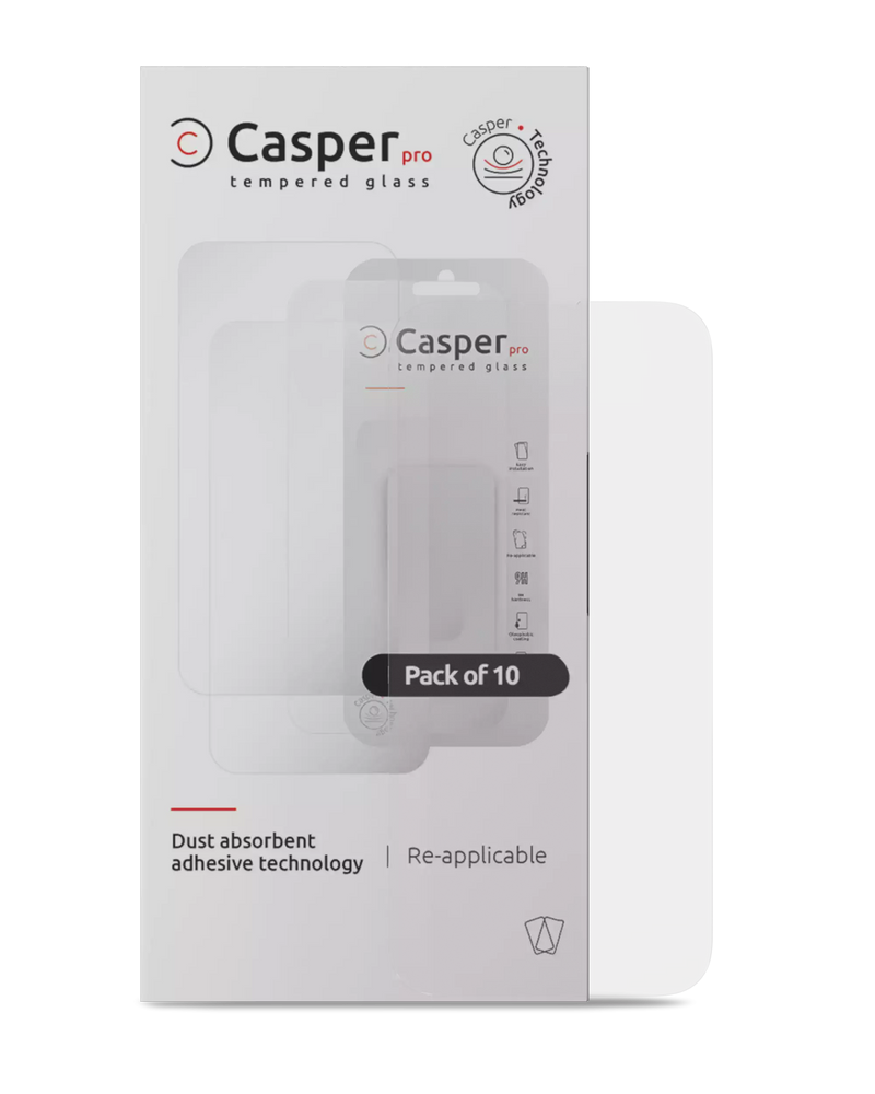 Casper Pro Tempered Glass Compatible For IPhone 16 Pro Max (10 Pack) (Clear)