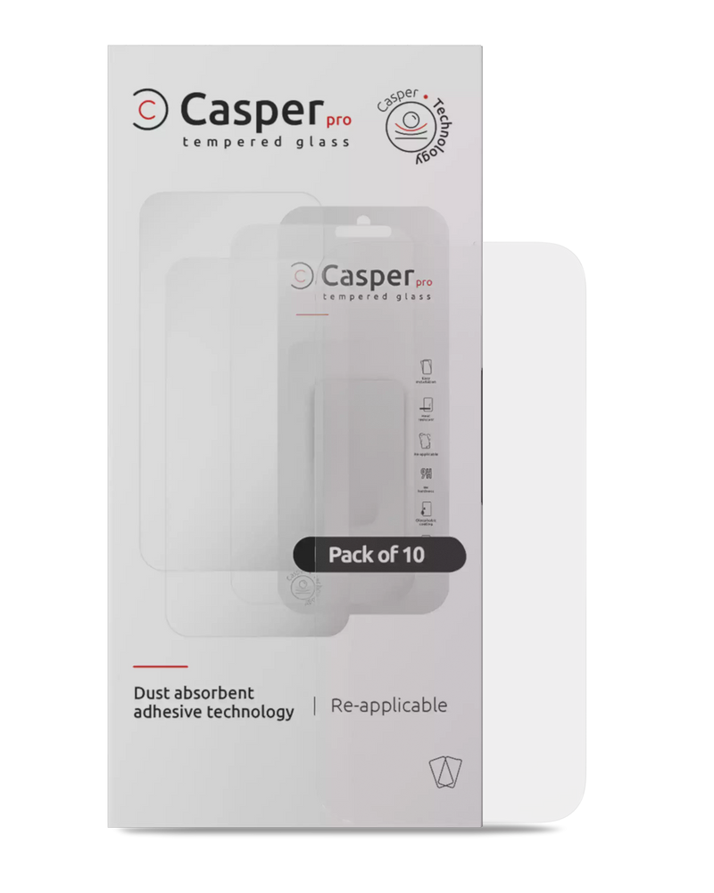 Casper Pro Tempered Glass Compatible For IPhone 16 Pro (10 Pack) (Clear)