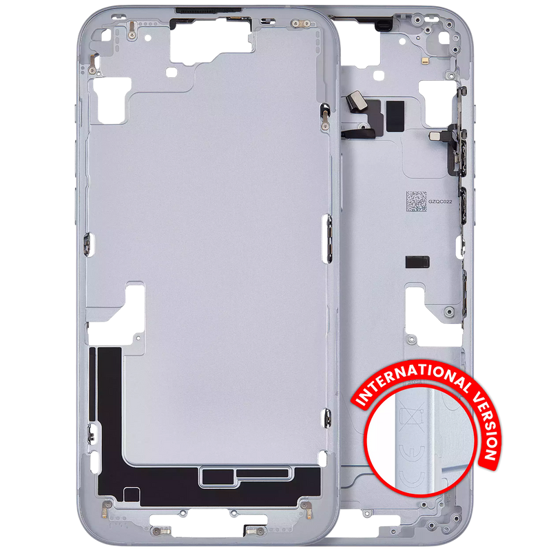 Mid-Frame Housing With Power And Volume Button Compatible For iPhone 15 Plus (International Version) (Used OEM Pull: Grade A) (Blue)