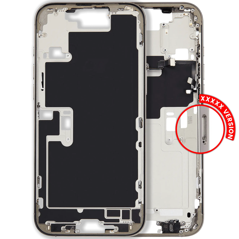 Mid-Frame Housing With Power And Volume Button Compatible For iPhone 16 Pro max (International Version) (Used OEM Pull: Grade A) (Natural Titanium)