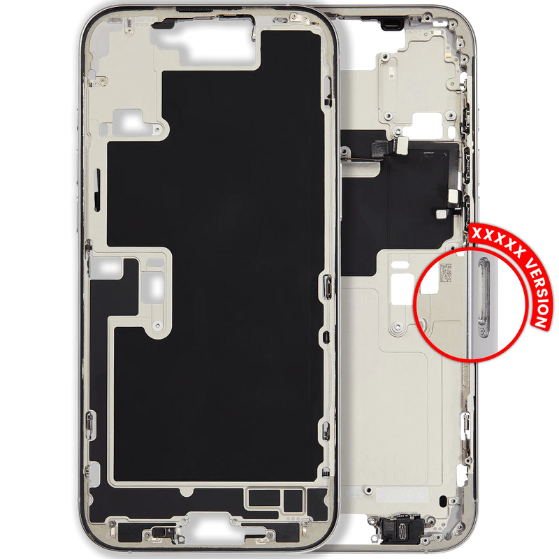 Mid-Frame Housing With Power And Volume Button Compatible For iPhone 16 Pro max (International Version) (Used OEM Pull: Grade A) (White Titanium)