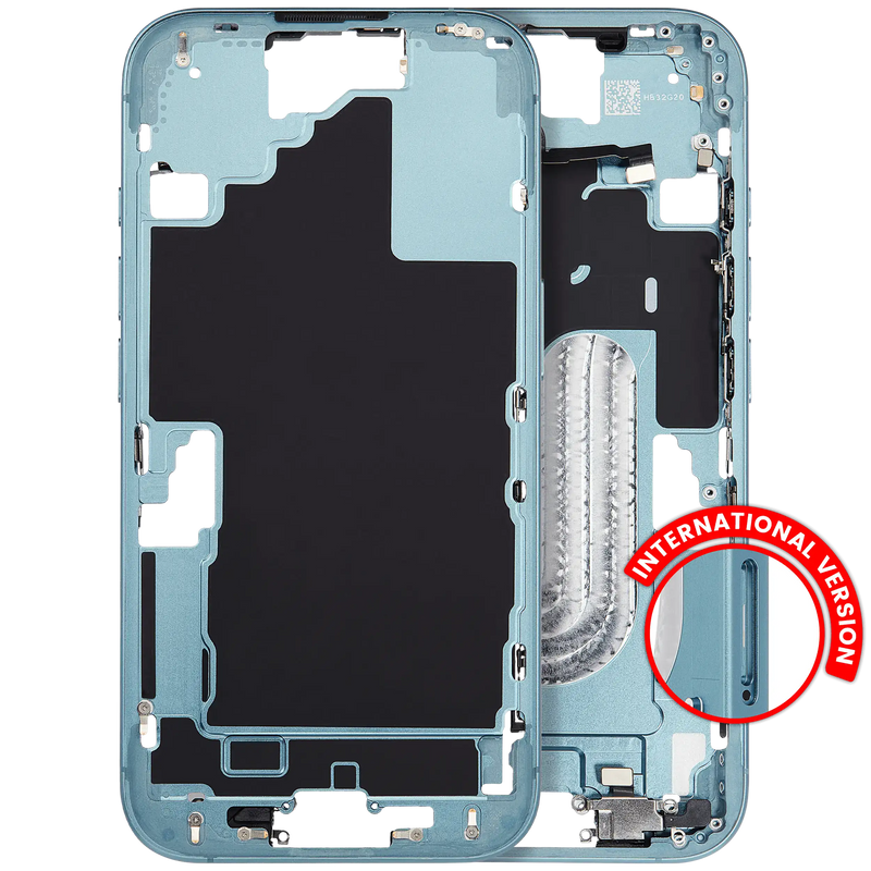 Mid-Frame Housing With Power And Volume Button Compatible For iPhone 16 (International Version) (Used OEM Pull: Grade A) (Teal)