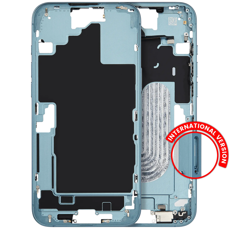 Mid-Frame Housing With Power And Volume Button Compatible For iPhone 16 Plus (International Version) (Used OEM Pull: Grade A) (Teal)