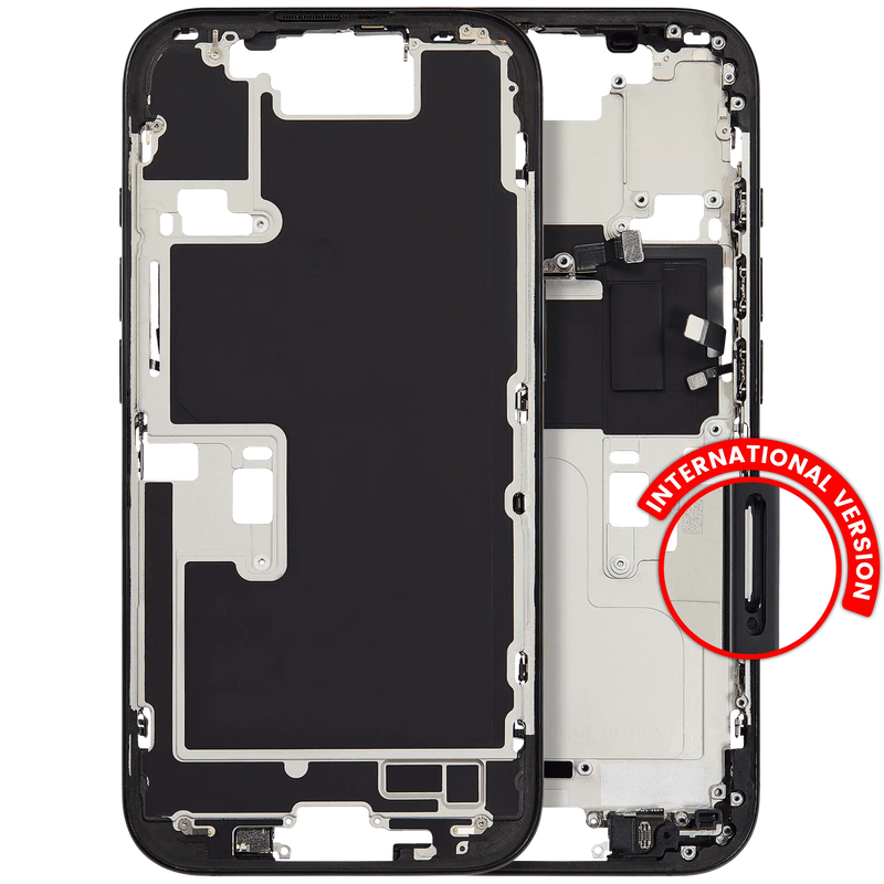 Mid-Frame Housing With Power And Volume Button Compatible For iPhone 16 Pro (International Version) (Used OEM Pull: Grade A) (Black Titanium)