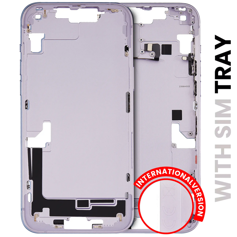 Mid-Frame Housing With Power And Volume Button Compatible For IPhone 14 Plus (International Version) (Used OEM Pull: Grade A) (Purple)