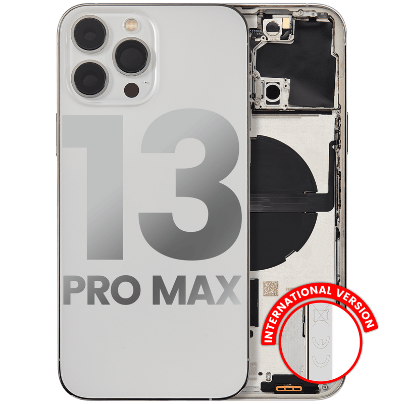 Back Housing W/ Small Components Pre-Installed Compatible For iPhone 13 Pro Max (International Version) (Used OEM Pull: Grade A) (Silver)