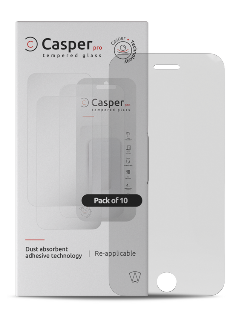 CASPER PRO TEMPERED GLASS FOR IPHONE 6 PLUS / 6S PLUS / 7 PLUS / 8 PLUS (10 PACK) (CLEAR) 111609