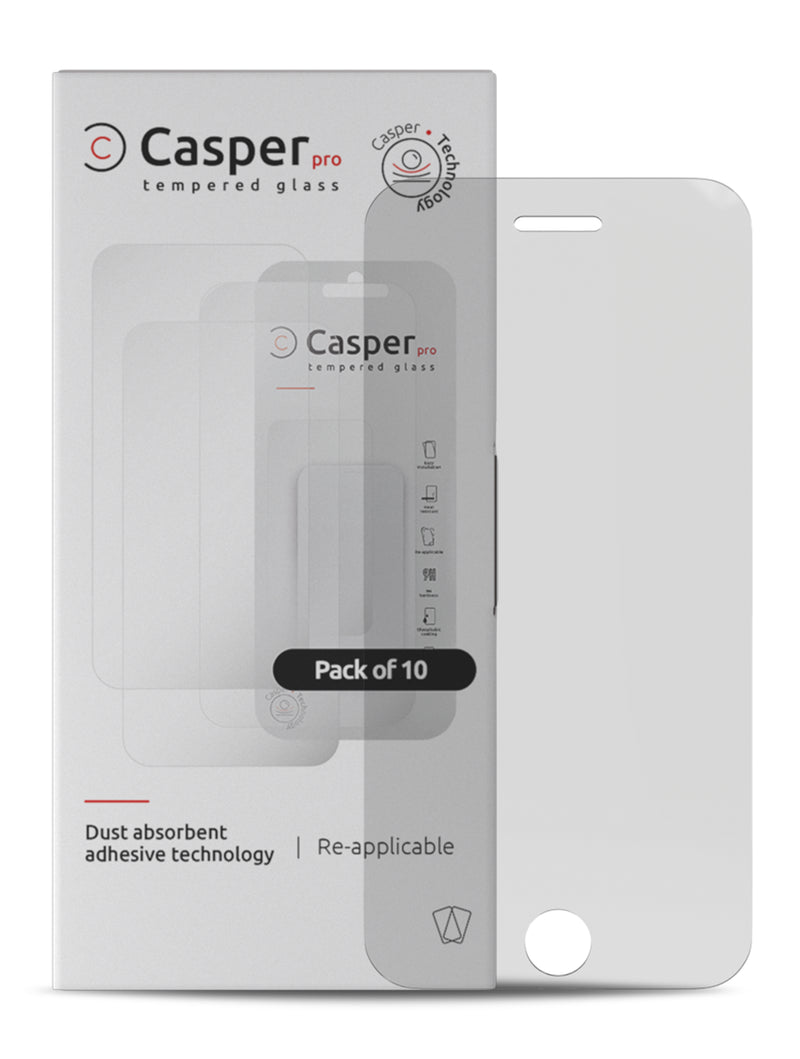 CASPER PRO TEMPERED GLASS COMPATIBLE FOR IPHONE 6 / 6S / 7 / 8 / SE (2020) / SE (2022) (10 PACK) (CLEAR) 111603