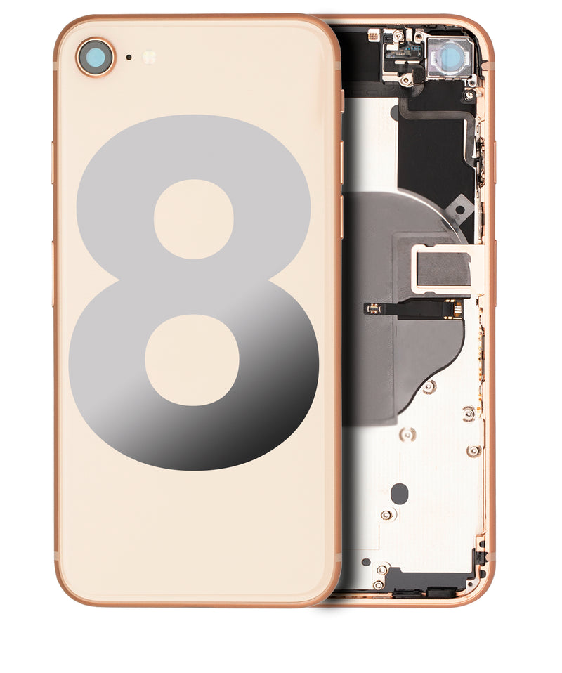 Back Housing W/ Small Components Pre-Installed Compatible For IPhone 8 (Used OEM Pull: Grade A) (Gold)