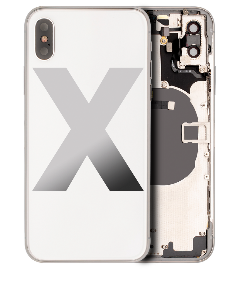 BACK HOUSING SMALL COMPONENTS PRE-INSTALLED FOR IPHONE X SILVER ORIGINAL PULLED GRADE A