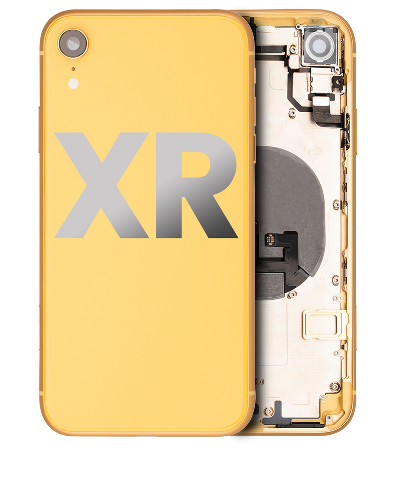 BACK HOUSING SMALL COMPONENTS PRE-INSTALLED FOR IPHONE XR YELLOW ORIGINAL PULLED GRADE A