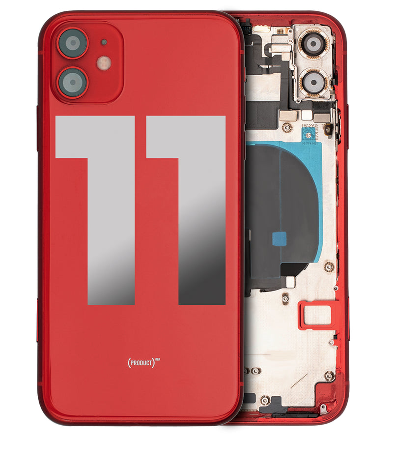 Back Housing Small Components Pre-Installed For IPhone 11 (Used OEM Pull: Grade A) (Red)