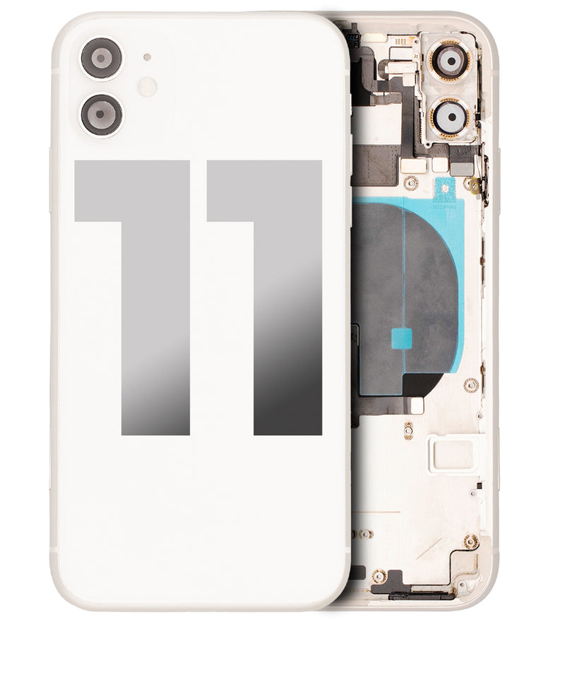 Back Housing Small Components Pre-Installed For IPhone 11 (Used OEM Pull: Grade A) (White)