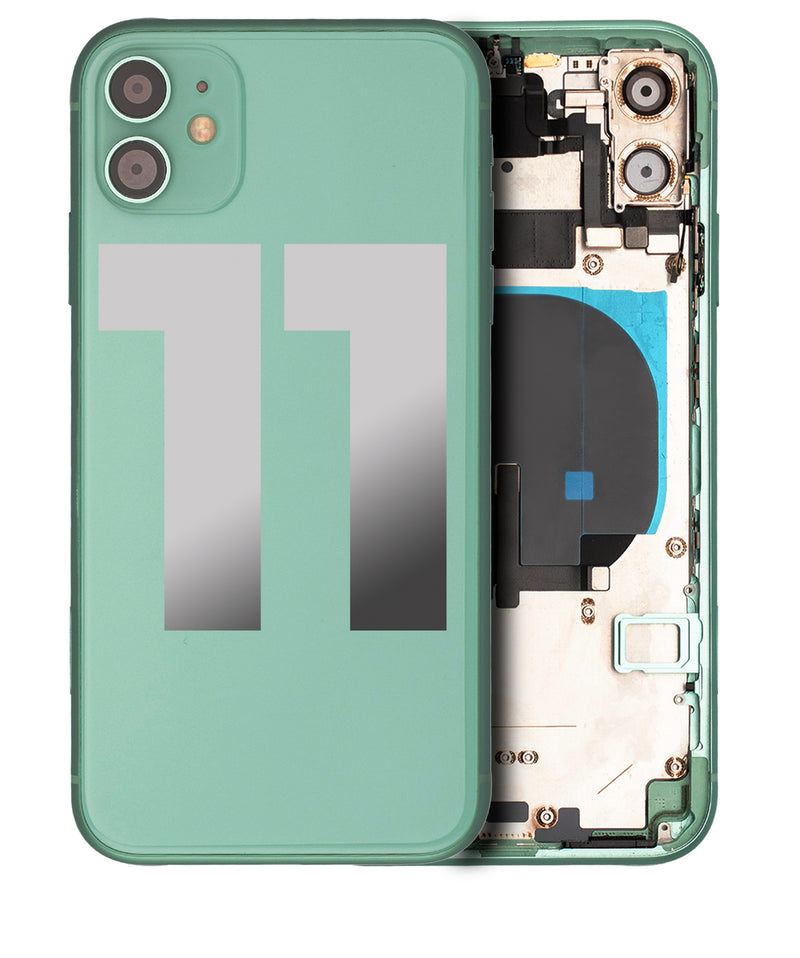 Back Housing Small Components Pre-Installed For IPhone 11 (Used OEM Pull: Grade A) (Green)