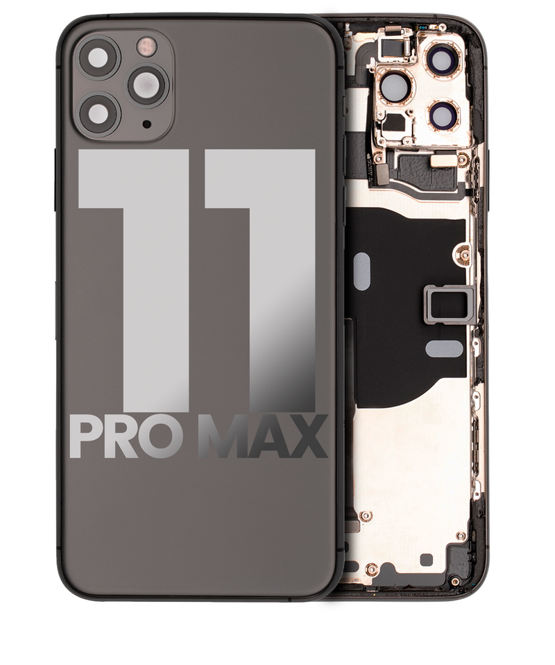 Back Housing W/ Small Components Pre-Installed Compatible For IPhone 11 Pro Max (Used OEM Pull: Grade A) (Space Gray)