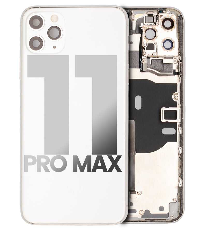 Back Housing W/ Small Components Pre-Installed Compatible For IPhone 11 Pro Max (Used OEM Pull: Grade A) (Silver)